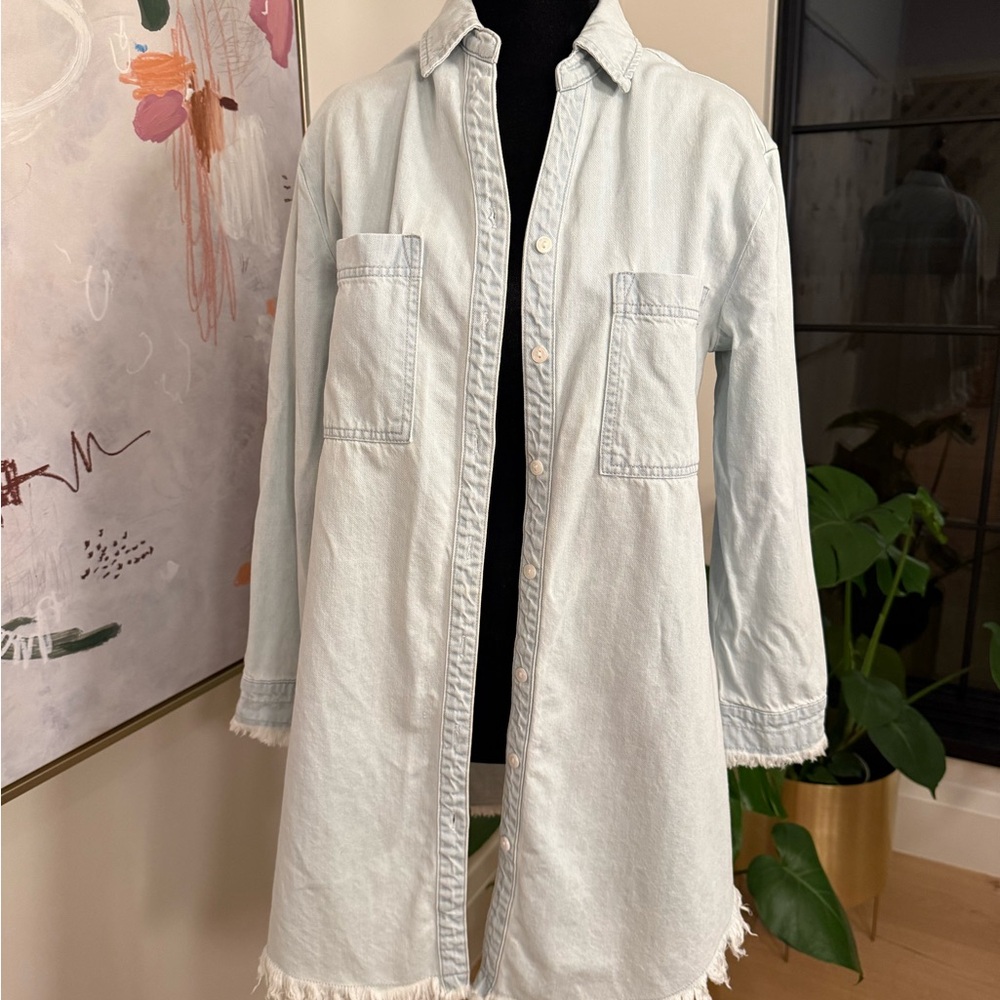 Light Blue Denim Chambray button down Shirt/Tunic